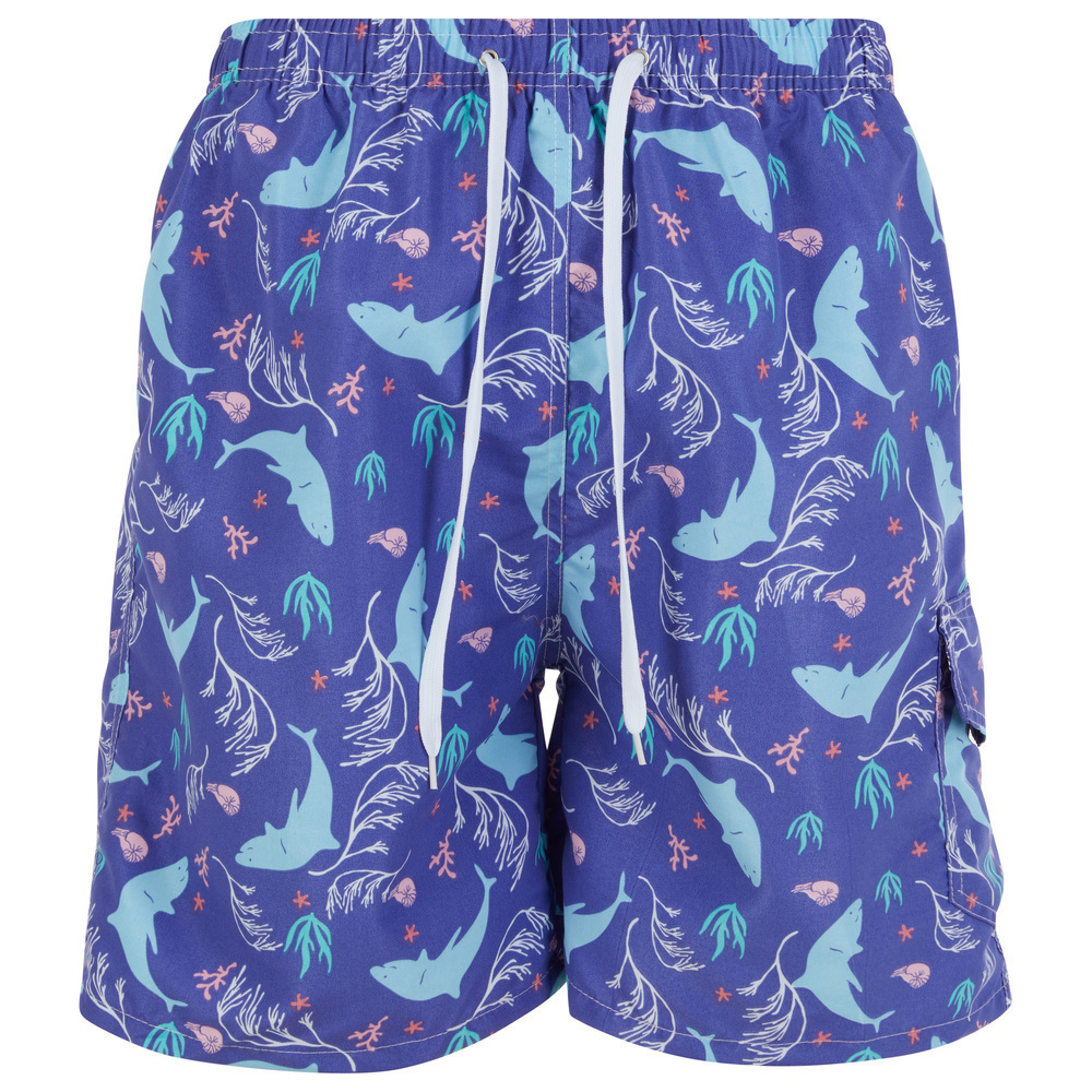 Mens Swimming Trunks, Beach Shorts Vacation SwimSuit Cargo Pocket, Deep Sea